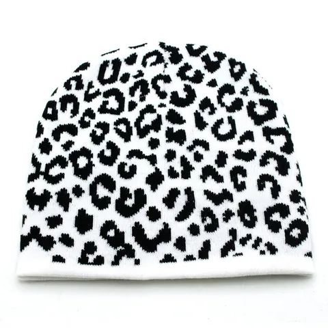 Unisex Knitted Beanie Hat Warm Winter Checkerboard Animal Print Cow Zebra Leopard Pattern Soft Acrylic Woolen Skull Cap