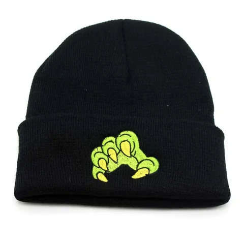 Unisex Monster Claw Embroidery Knit Beanie Hat Autumn Winter Warm Yarn Hip Hop Slouchy Skull Cap Outdoor Streetwear Beanie
