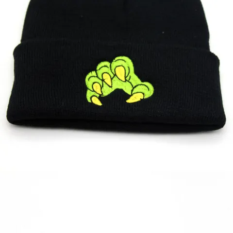 Unisex Monster Claw Embroidery Knit Beanie Hat Autumn Winter Warm Yarn Hip Hop Slouchy Skull Cap Outdoor Streetwear Beanie