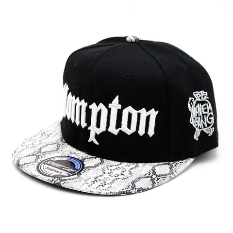 Compton Buchstabe Bestickt Snapback Hut Baumwolle Flache Krempe Hip Hop Baseballkappe Verstellbar Streetwear Sonnenhut Herren Damen