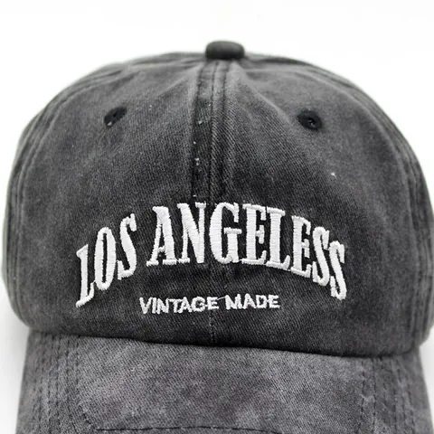 Vintage Gewaschene Baumwolle Baseballkappe Für Damen Herren Bestickt Los Angeles Buchstaben Verstellbar Retro Sonnenhut Mode Kopfbedeckung