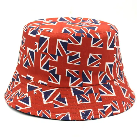 Double Sided Union Jack British Flag Printed Bucket Hat For Men Women Cotton Blend Reversible Sun Protection Outdoor Fisherman Cap