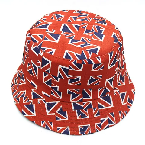 Double Sided Union Jack British Flag Printed Bucket Hat For Men Women Cotton Blend Reversible Sun Protection Outdoor Fisherman Cap