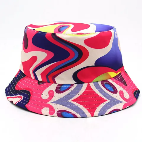 Unisex Bunter Psychedelischer Druck Baumwolle Anglerhut Faltbarer Sonnenschutz Sommer Strand Outdoor Fischer盆帽 Hut