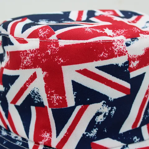 Vintage British Flag Union Jack Print Reversible Bucket Hat Cotton Polyester Foldable Sun Protection Hat For Men Women