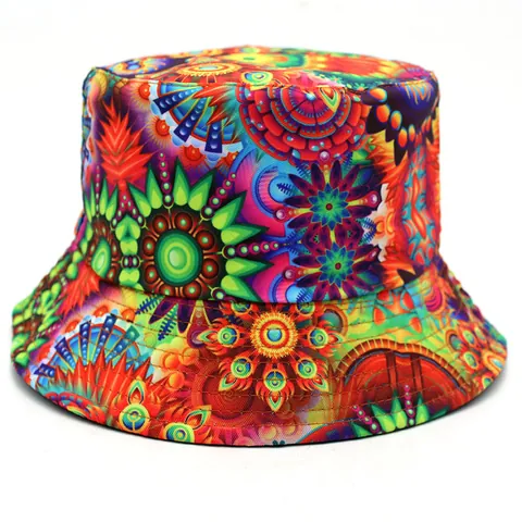 Cappello da Pescatore alla Moda in Cotone Stampa Mandala per Uomo Donna Motivo Geometrico Parasole All'aperto Viaggio