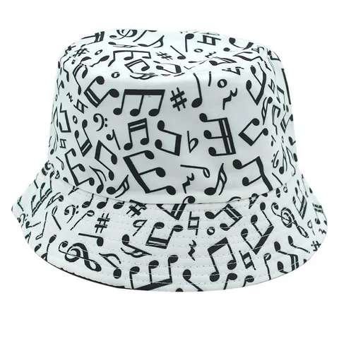 Unisex Musiknoten Bedruckt Anglerhut Mode Streetwear Lässige Outdoor Sonnenschutz Baumwollmischung Fischerhut Weiß