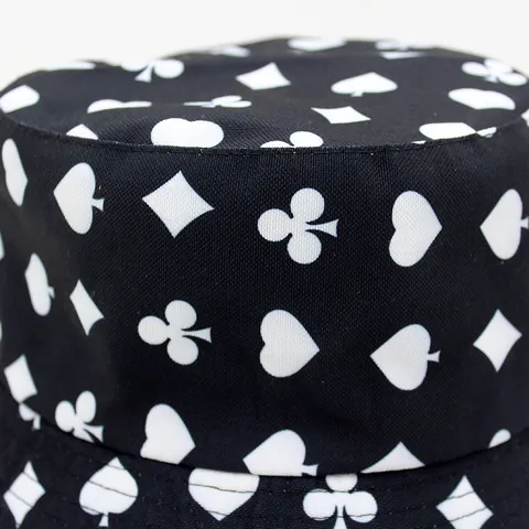 Sombrero de Pescador Reversible Con Estampado de Palos de Cartas Unisex Mezcla de Algodón Protección Solar Casual