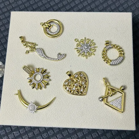 Mode Kupfer Mikro Zirkonia Meerjungfrau Herz Mond Sonne Anhänger Für Damen Vergoldet Geometrisch DIY Halskette Schmuck Zubehör