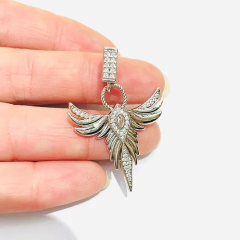 Euro-Amerikanisch Zirkonia Engelsflügel Phönix Adler Hermesstab Kreuz Anhänger Halskette 18K Gold Vergoldet Kupfer Schmuck Für Damen