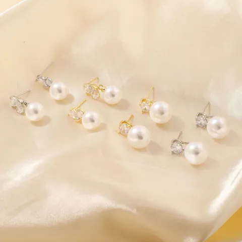 Elegante Gold Silber Vergoldete Kupfer Faux Künstliche Perle Zirkonia Schmetterling Ohrstecker Und Ohrhänger Für Damen Trendy Schmuck Mode