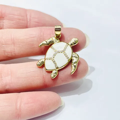 Copper Zirconia Enamel Sea Turtle Crab Pendant For Necklace Bracelet DIY Jewelry Making Accessory Ocean Animal Charms