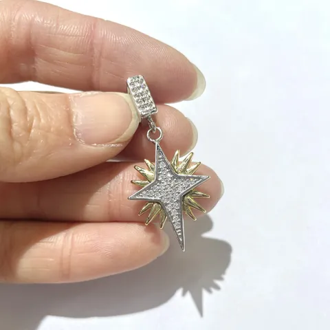 Copper Zirconia Pendant For Necklace Making Flower Star Cross Sun Shape Pendant Only (Without Chain) Gold Silver Plated Jewelry Accessories For Women