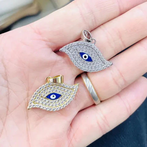 Copper Zirconia Evil Eye Pendant Only For DIY Necklace Bracelet Making Gold Silver Plated Enamel Charm Jewelry Accessory