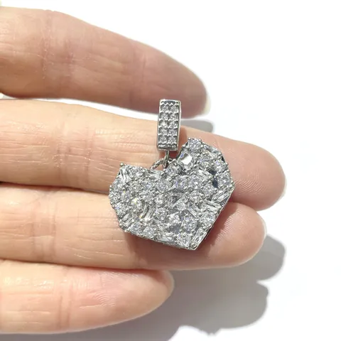 Heart Pendant Only (Without Chain) Micro-inlaid Zirconia Copper DIY Jewelry Findings Accessories For Necklace Bracelet Making Gold Silver Electroplated
