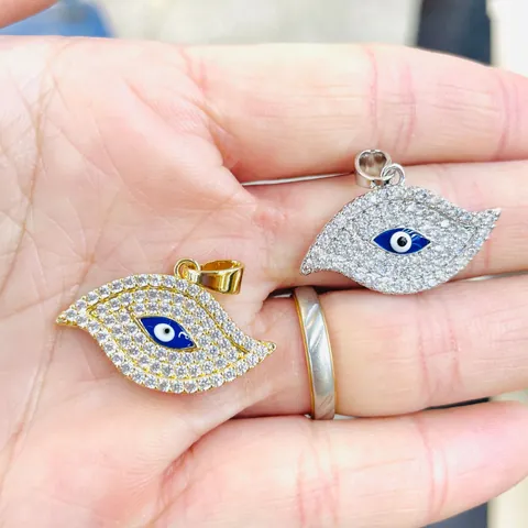 Copper Zirconia Evil Eye Pendant Only For DIY Necklace Bracelet Making Gold Silver Plated Enamel Charm Jewelry Accessory