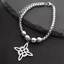 Edelstahl Hexenknoten Armband Für Herren Damen Keltischer Knoten Zweilagig Box-Kette Verstellbar Mystischer Schmuck