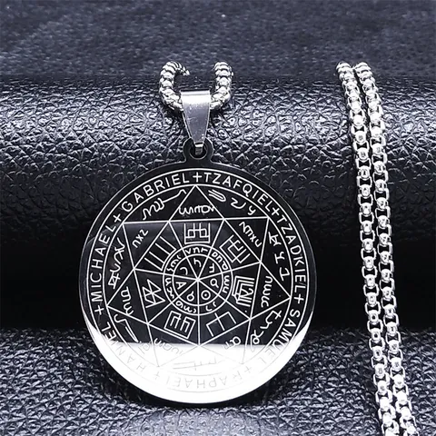 Collier Pendentif Sceau Des Sept Archanges En Acier Inoxydable Vintage Pour Hommes Femmes Bijoux Gothiques Religieux Amulette