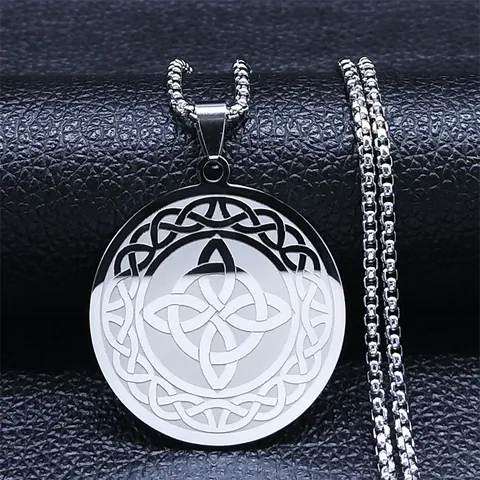 Wiking Hexenknoten Anhänger Halskette 304 Edelstahl Keltischer Knoten Hohl Rund Charme Boxkette Für Herren Damen Gothic Punk Schmuck