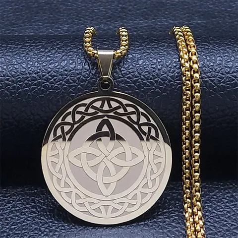Wiking Hexenknoten Anhänger Halskette 304 Edelstahl Keltischer Knoten Hohl Rund Charme Boxkette Für Herren Damen Gothic Punk Schmuck