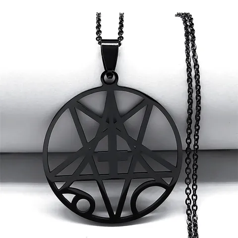 Gothic Stainless Steel Pendant Necklace Inverted Pentagram Cross Number Six Hundred Sixty Six Jewelry Men Women Punk Style
