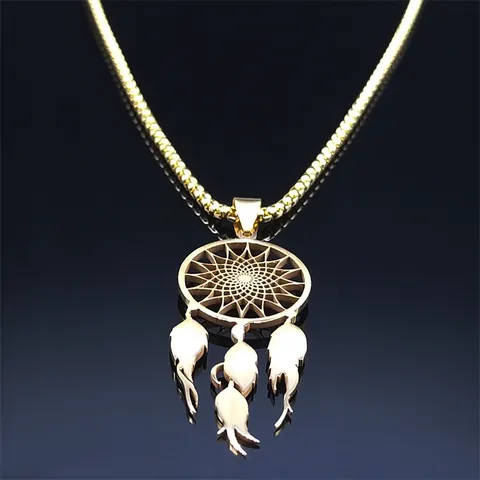Bohemian Edelstahl Traumfänger Feder Anhänger Halskette Lange Boxkette Exotischer Vintage Schmuck Für Männer Frauen Geschenk