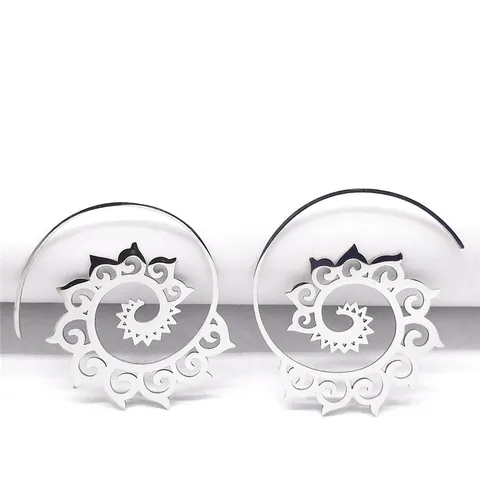 Pendientes de Gota en Espiral de Acero Inoxidable Étnico Bohemio para Mujer Pendientes Vintage Tribales Mandala Geométricos Florales Joyería Regalo