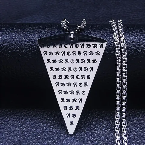 Stainless Steel ABRACADABRA Magic Spell Pendant Necklace Inverted Triangle Mysterious Talisman For Men Women Jewelry Accessory