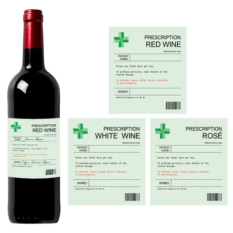 Funny Prescription Wine Bottle Labels Novelty Medical Theme Stickers For Christmas Wedding Birthday Party Prank Gift Bottle Decor