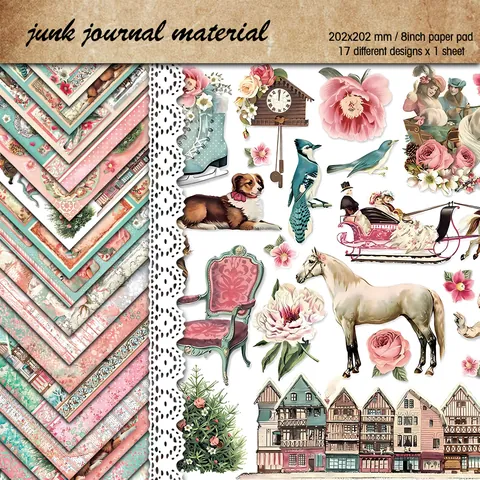 Papel de Scrapbooking Vintage Victoriano Papel de Manualidades Decorativo Flores Animales Invierno para Manualidades Tarjetas