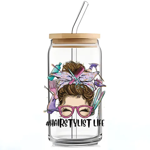 UV DTF Transfer Autocollant pour Verres de 16oz Thème Vie Professionnelle Enseignant Infirmière DIY Imperméable Rub On