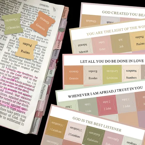 Linguette Indice Bibbia Multicolore Stile Macaron Etichette Nomi Libri Biblici Adesivi Diario Religioso Per Lettura Studio