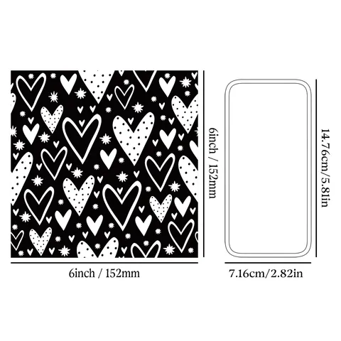 24 Φύλλα Χαρτί Scrapbooking Αγίου Βαλεντίνου 6x6 Ίντσες Κόκκινο Μαύρο Λευκό Μοτίβο Καρδιάς για DIY Άλμπουμ Φωτογραφιών