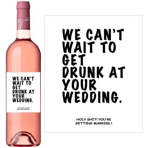 4 Fogli Divertenti Adesivi per Bottiglie di Vino Etichette per Matrimonio Compleanno Fidanzamento Festa Impermeabile PVC Decorazione