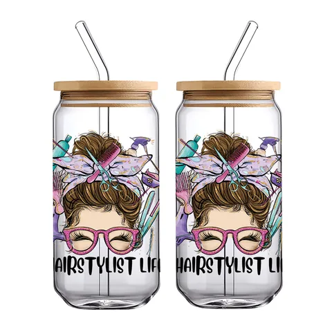 UV DTF Transfer Autocollant pour Verres de 16oz Thème Vie Professionnelle Enseignant Infirmière DIY Imperméable Rub On