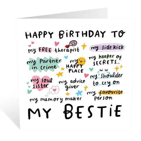 Divertente Biglietto di Auguri di Compleanno Per Bestie Con Busta Rosso Scuro Illustrazione Fatta a Mano Per Amici