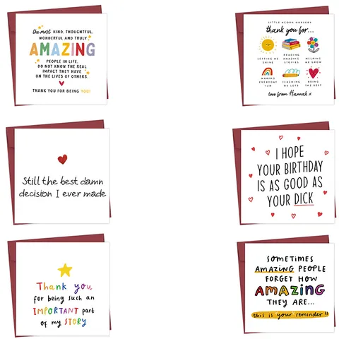 Funny Birthday Greeting Card With Red Envelope Square Humorous Sarcastic Quote Appreciation Card For Friends Partner Stationery Gift