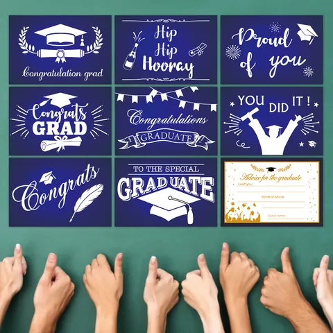 Abschlussfeier Beratungskarten Congrats Grad Botschaft Grußkarten Für Zeremonie Jubiläum Souvenirs Schwarz Gold Weiß Papier Karte