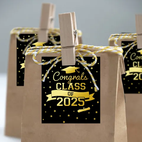Adesivi Decorativi Per La Stagione Dei Diplomi Congrats Class Of 2025 Etichette In Lamina D'oro Per Bomboniere Sacchetti Regalo Sigillanti