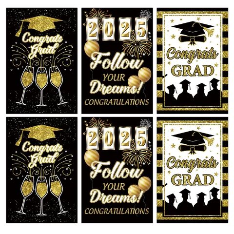 Class Of 2025 Graduation Wine Bottle Labels Congrats Grad Party Decorations Rose Gold Black Gold Glitter Stickers Gift