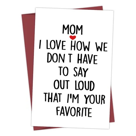 Humorous Mother's Day Greeting Card With Burgundy Envelope Funny Birthday Gift Cardstock Printed Card For Mom Wife Friend