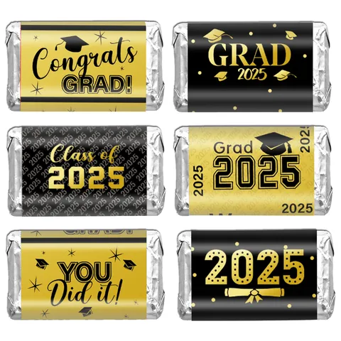 Class of 2025 Graduation Party Candy Stickers Graduation Ceremony Chocolate Wrapper Decor Stickers For Mini Candy Bars