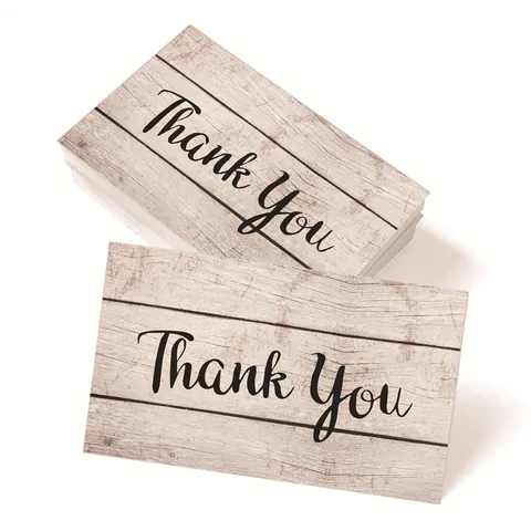 Thank You Cards Art Paper Floral Wood Grain Design For Business Package Gift Decor Small Business Support Greeting Cards