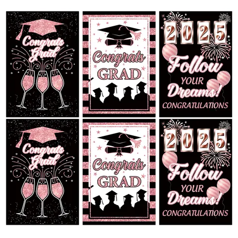 Class Of 2025 Graduation Wine Bottle Labels Congrats Grad Party Decorations Rose Gold Black Gold Glitter Stickers Gift