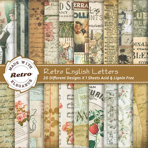 Carta per Scrapbooking Vintage per Journaling DIY Carta di Sfondo con Disegni Floreali Botanici di Giornale Stile Retro