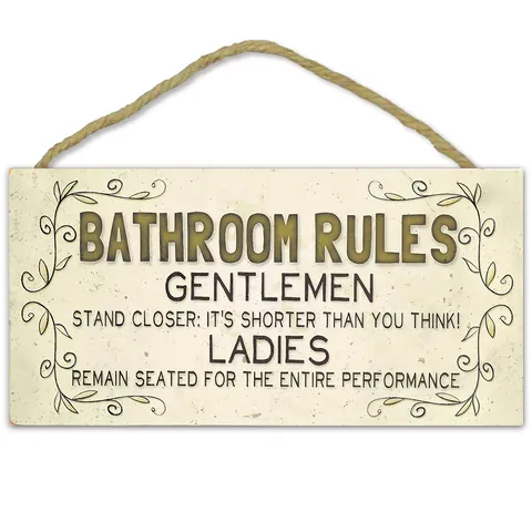 Grappig Houten Bord Badkamer Regels Met Hennep Touw Amerikaanse Stijl Vintage Humor Citaten Wanddecoratie Bord