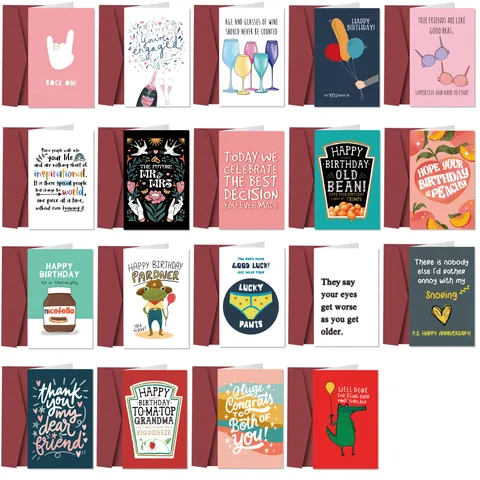 Funny Birthday Cards With Envelope Humorous Greeting Card For Birthday Engagement Wedding Party Gifts Fun Word Cardstock Cards