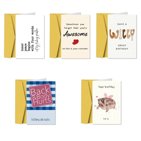Funny Sarcastic Birthday Greeting Cards With Envelopes Humorous Text Adult Joke Card For Friends Family Greeting Gift Card
