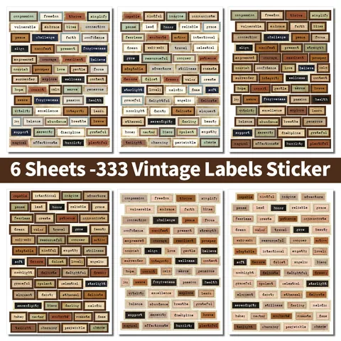 Vintage English Word Label Stickers For Scrapbooking DIY Journaling Planner Aesthetic Decorative Paper Stickers For Junk Journal Art Crafts