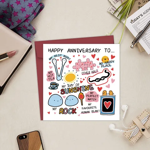 Funny Anniversary Birthday Greeting Card With Envelope Humorous English Quotes Illustration Card For Couples Friends Gift